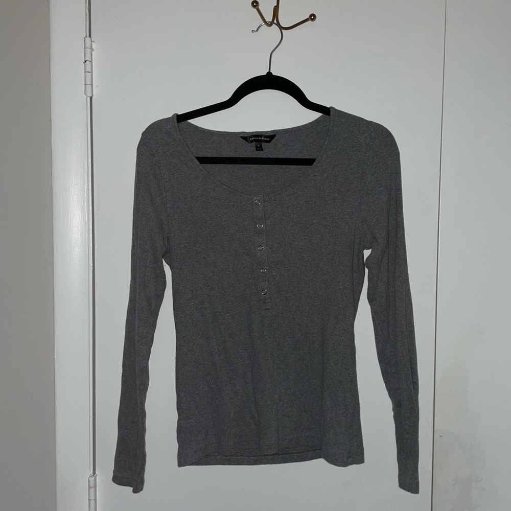 Gray Long Sleeve Top